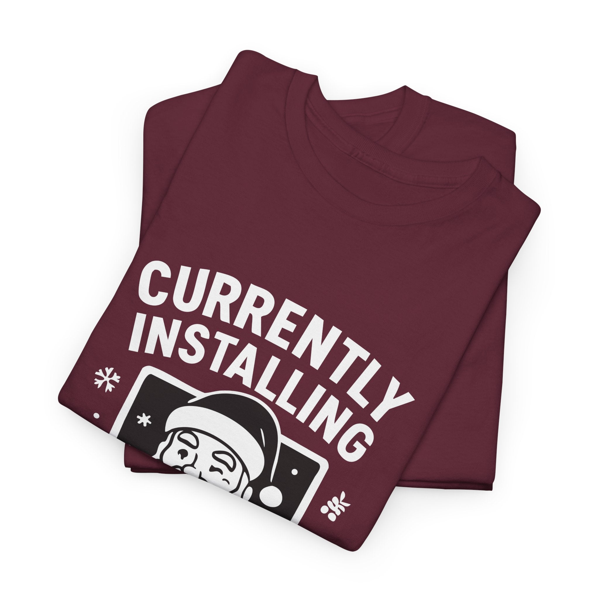 Currently Installing Festive Updates T-Shirt Funny Santa Christmas Holiday Tee