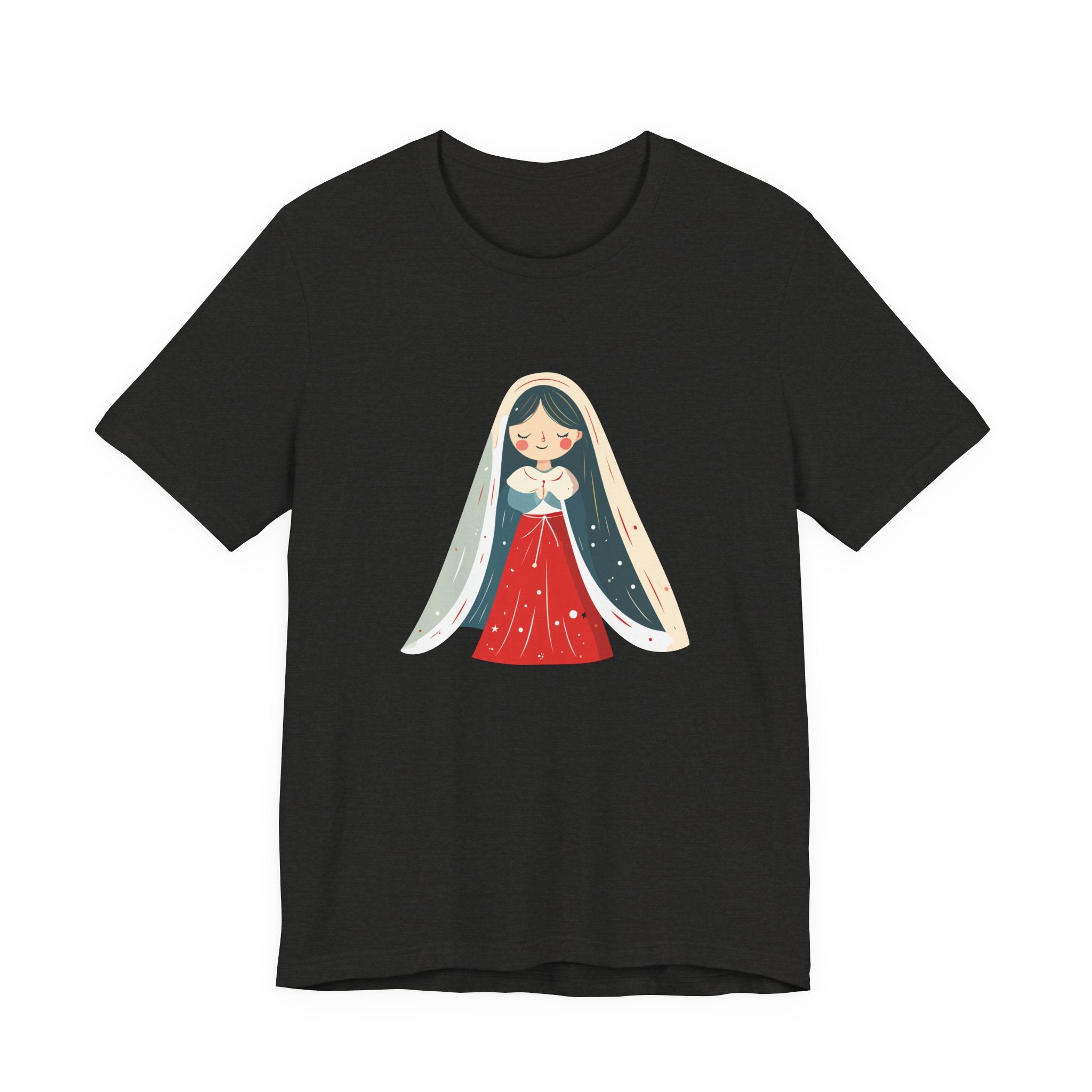 Virgin Mary Illustration Tee — Cute Nativity T-Shirt