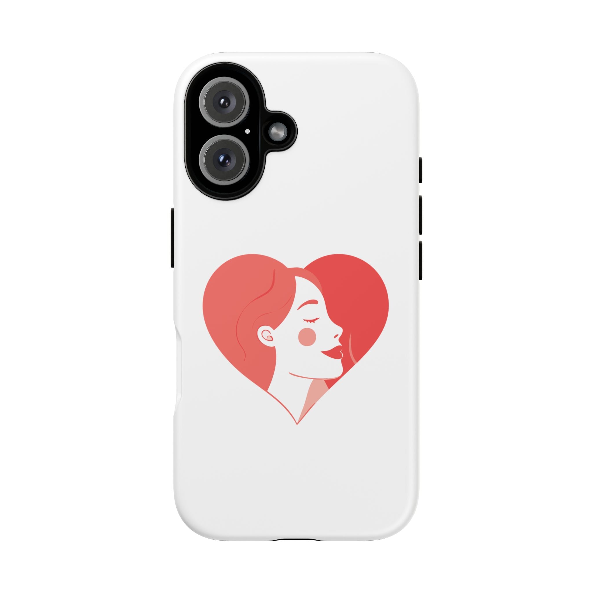 Phone Case — Minimal Heart Portrait Protective Tough Case (Pink Girly Love Design)