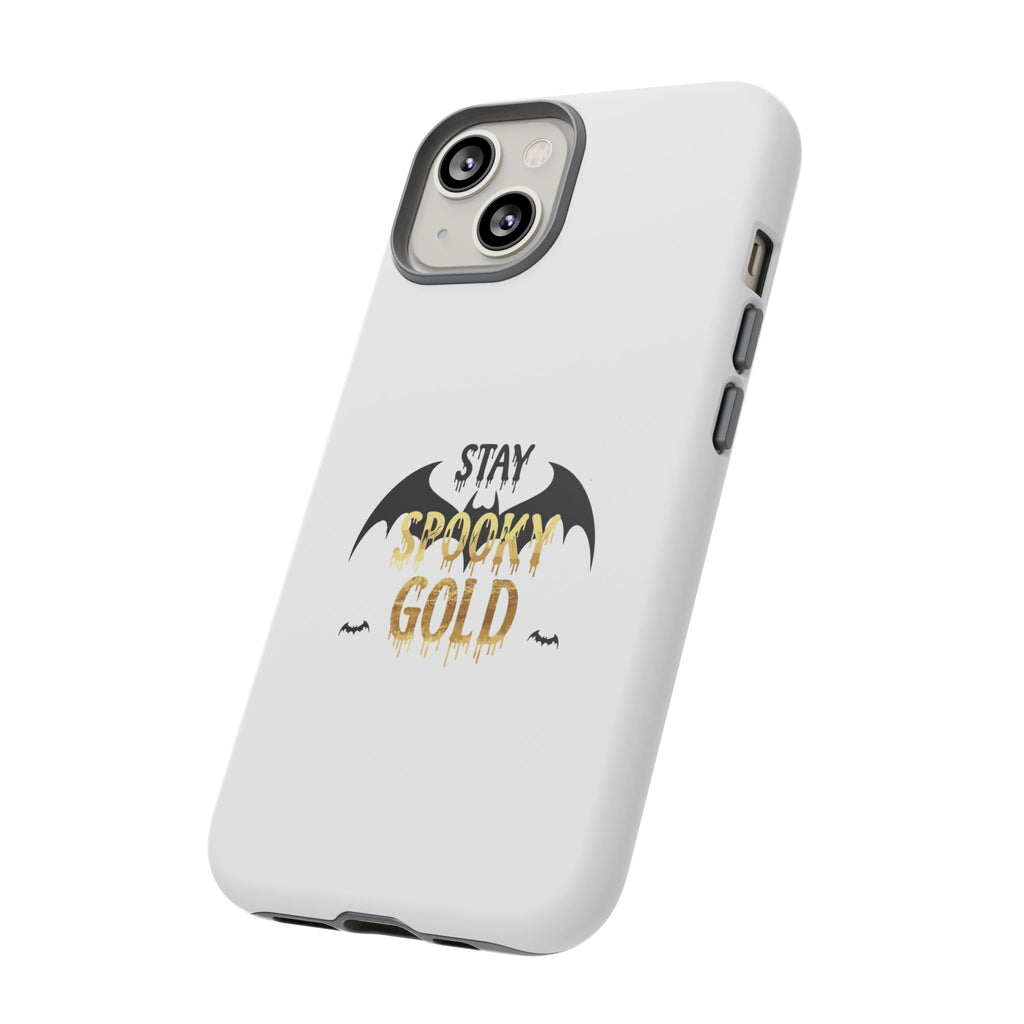 Stay Spooky Gold Phone Case Halloween Bat Design