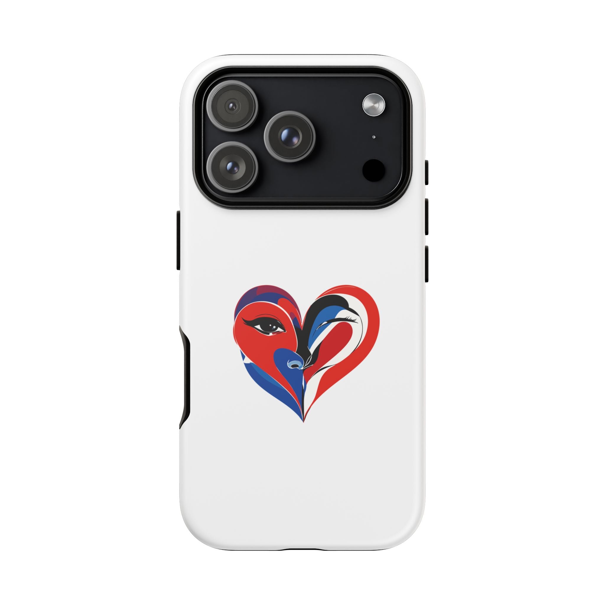 Heart Face Phone Case Red & Blue Abstract Love Design