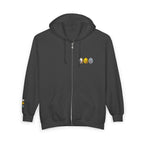 Embroidered Egg Trio Graphic Hoodie Cute Smiling Eggs Zip-Up