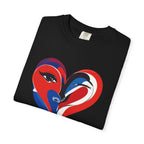 Heart Art Graphic Tee Red & Blue Woman Face Heart Design