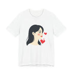 Women’s Portrait Tee with Heart Accents – Cute Kawaii Girl Graphic T-Shirt