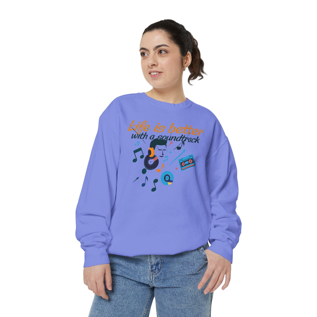 Music Lover Sweatshirt "Life Is Better With a Soundtrack" Retro Cassette Design