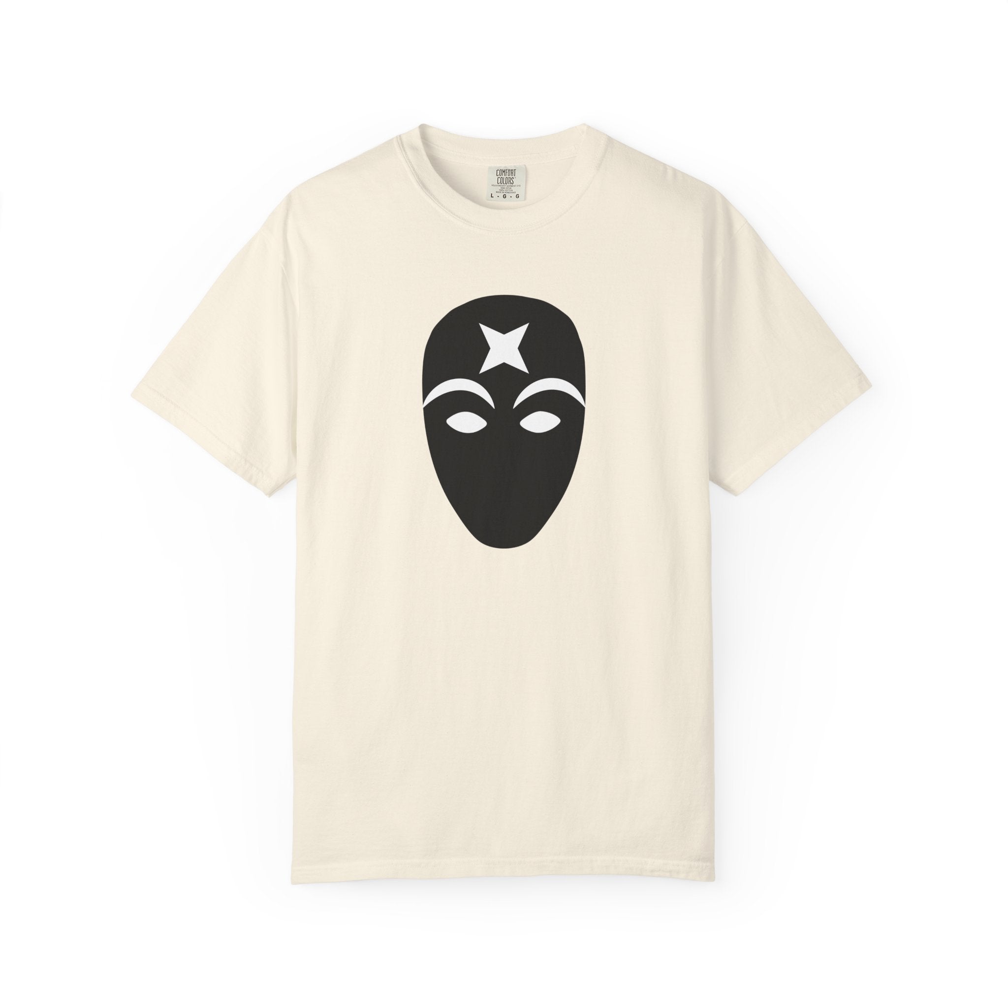 Masked Star Tee  Minimalist Black Mask Graphic T-Shirt
