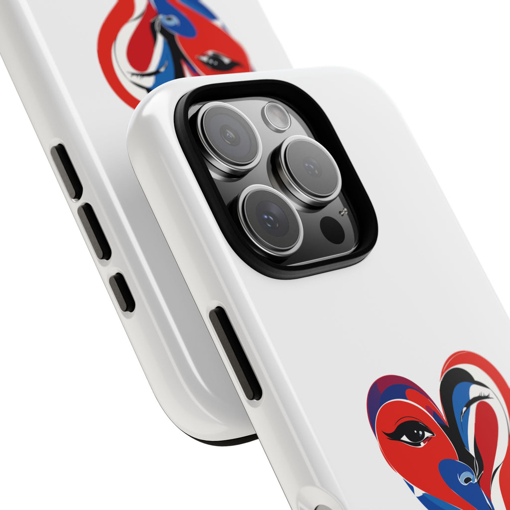 Heart Face Phone Case Red & Blue Abstract Love Design