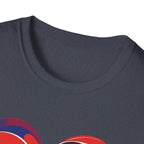 Heart Face Graphic T‑Shirt Red & Blue Abstract Love Design