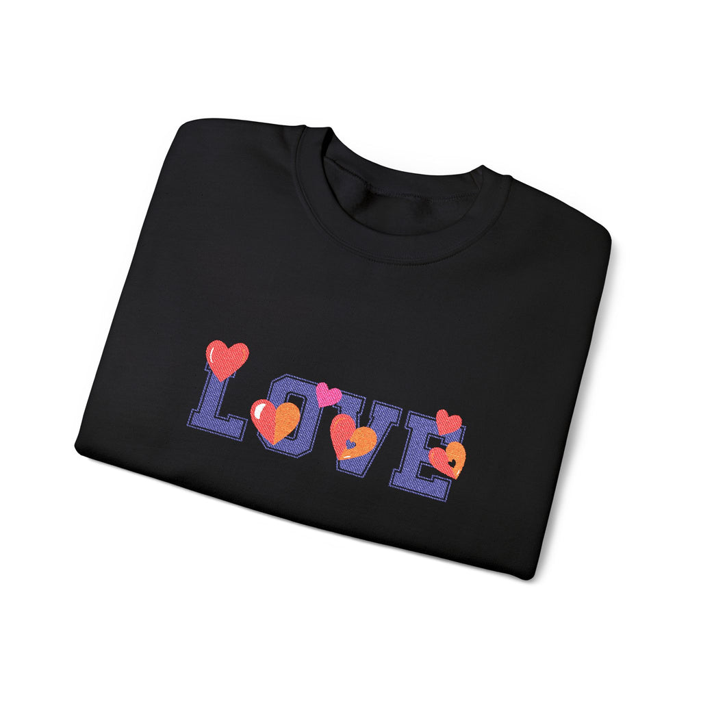 LOVE Floral Crewneck Sweatshirt Heart Pattern Cozy Pullover