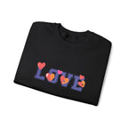 LOVE Floral Crewneck Sweatshirt Heart Pattern Cozy Pullover