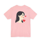 Heart Portrait Tee Romantic Face Heart Graphic T‑Shirt