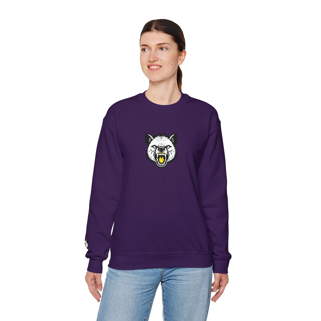 Roaring Hyena Face Graphic Embroidered Crewneck Sweatshirt
