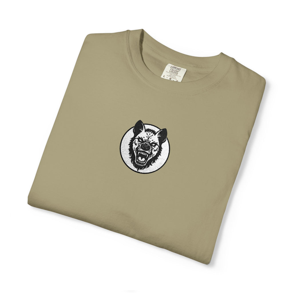 Embroidered Hyena Crest Vintage Logo T-Shirt - Minimal Animal Emblem Tee