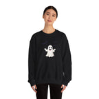 Halloween Ghost Crewneck Sweatshirt Cute Boo Ghost & Bats Cozy Pullover