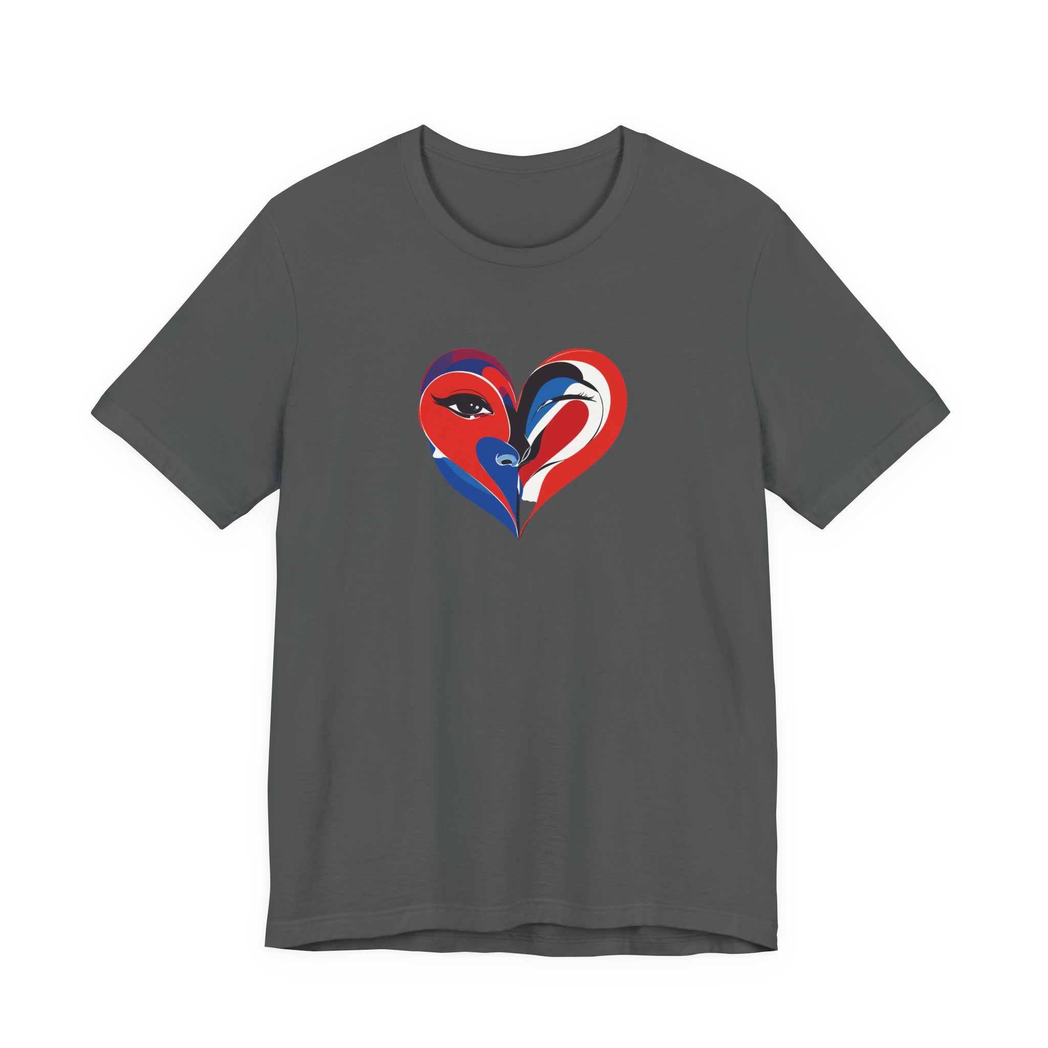 Heart Portrait Tee Romantic Face Heart Graphic T‑Shirt