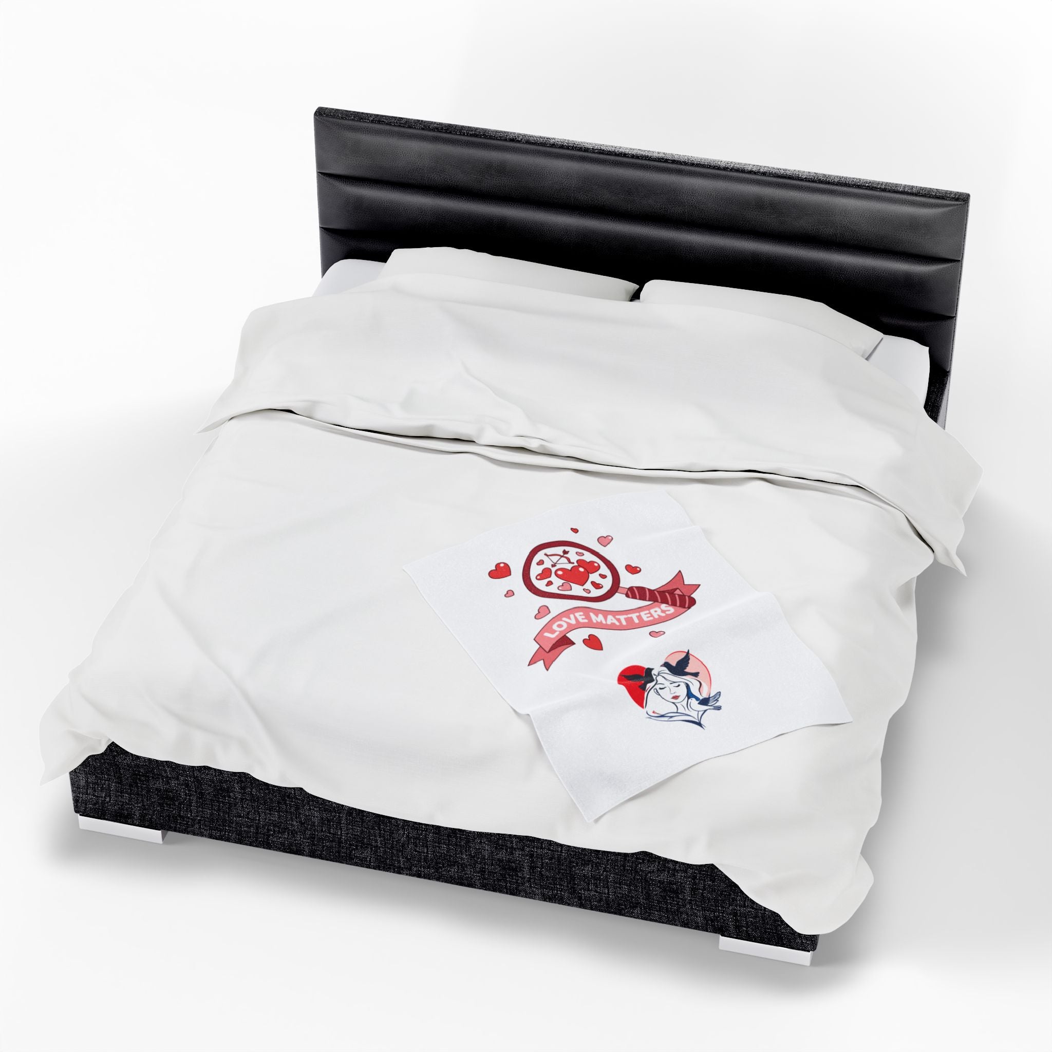 Velveteen Plush Blanket "Love Matters" Heart & Girl Valentine Throw