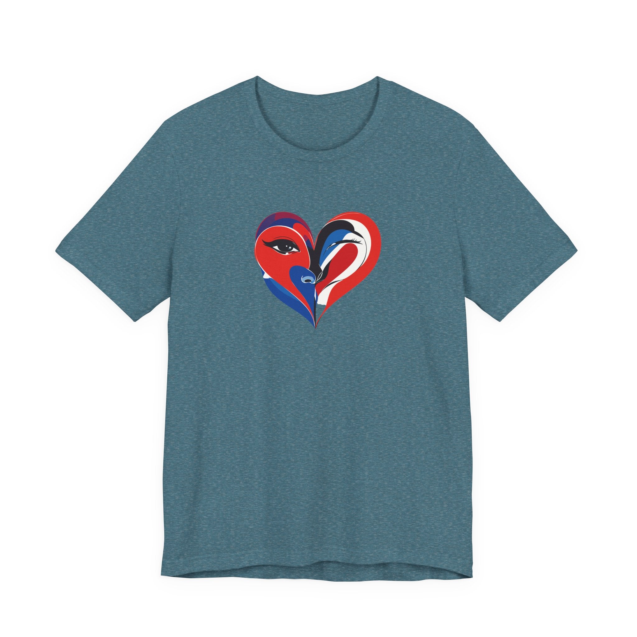 Heart Portrait Tee Romantic Face Heart Graphic T‑Shirt