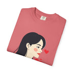 T-Shirt — Minimal Cute Girl Profile with Hearts Graphic