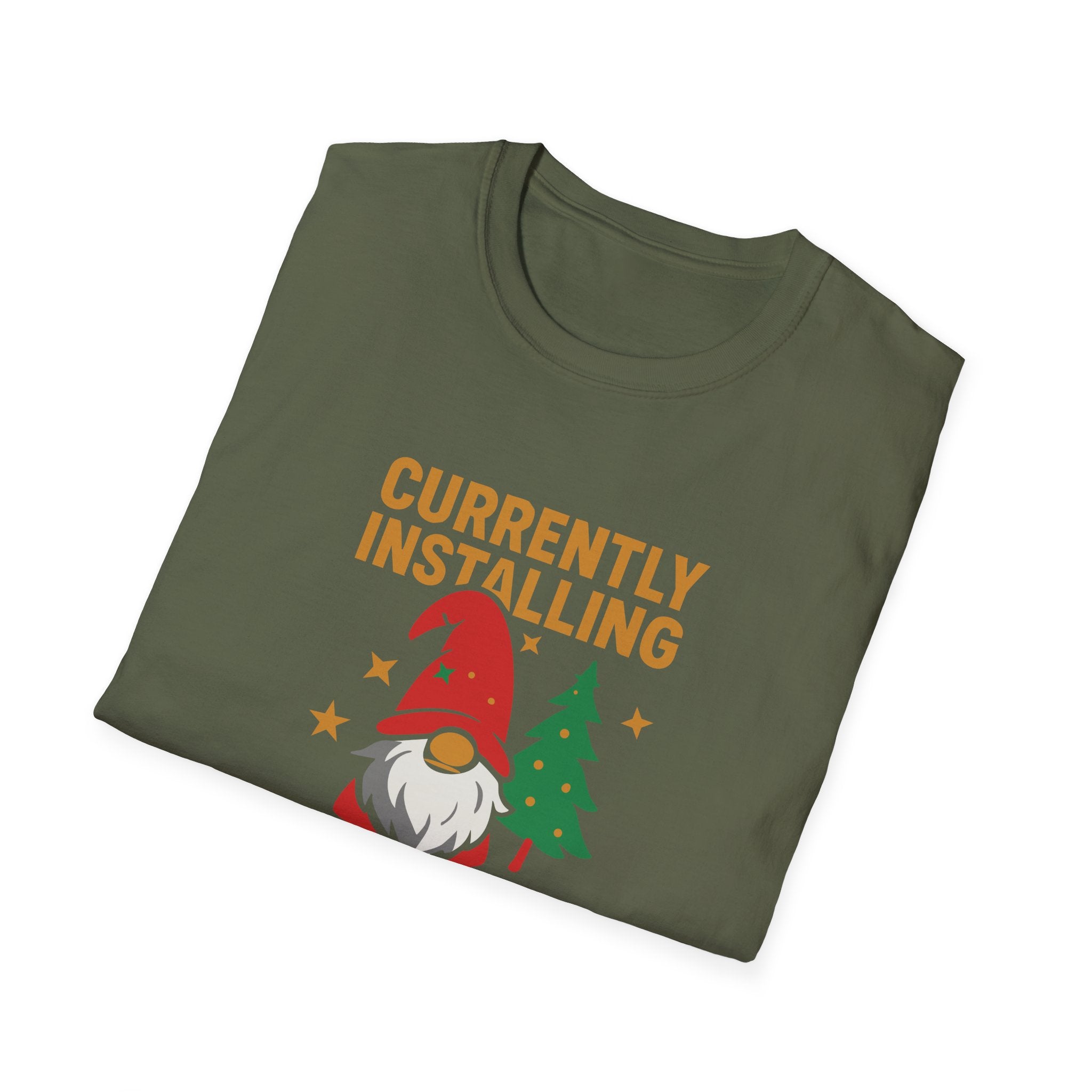 Currently Installing Festive Updates Christmas T-Shirt Holiday Gnome Tee