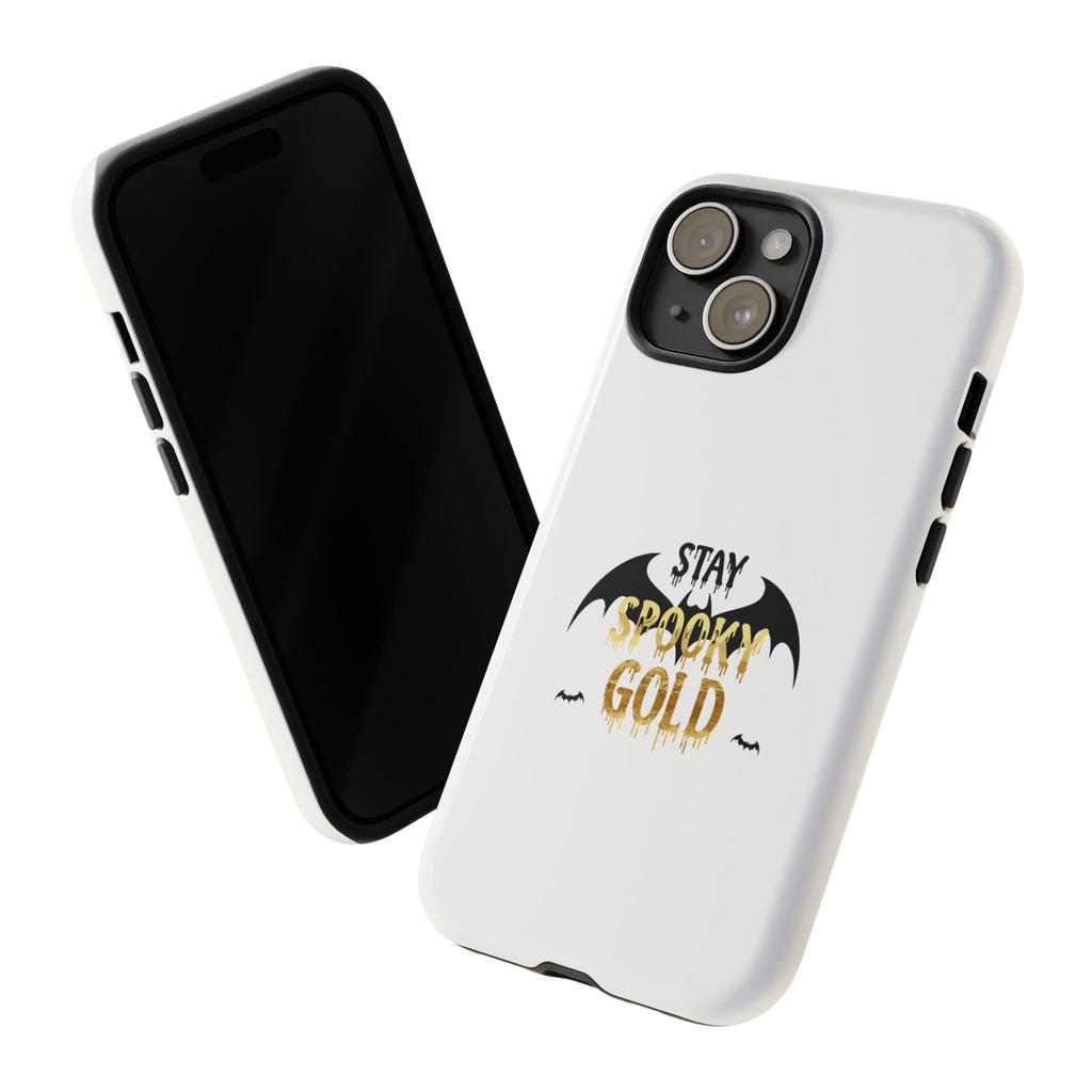 Stay Spooky Gold Phone Case Halloween Bat Design
