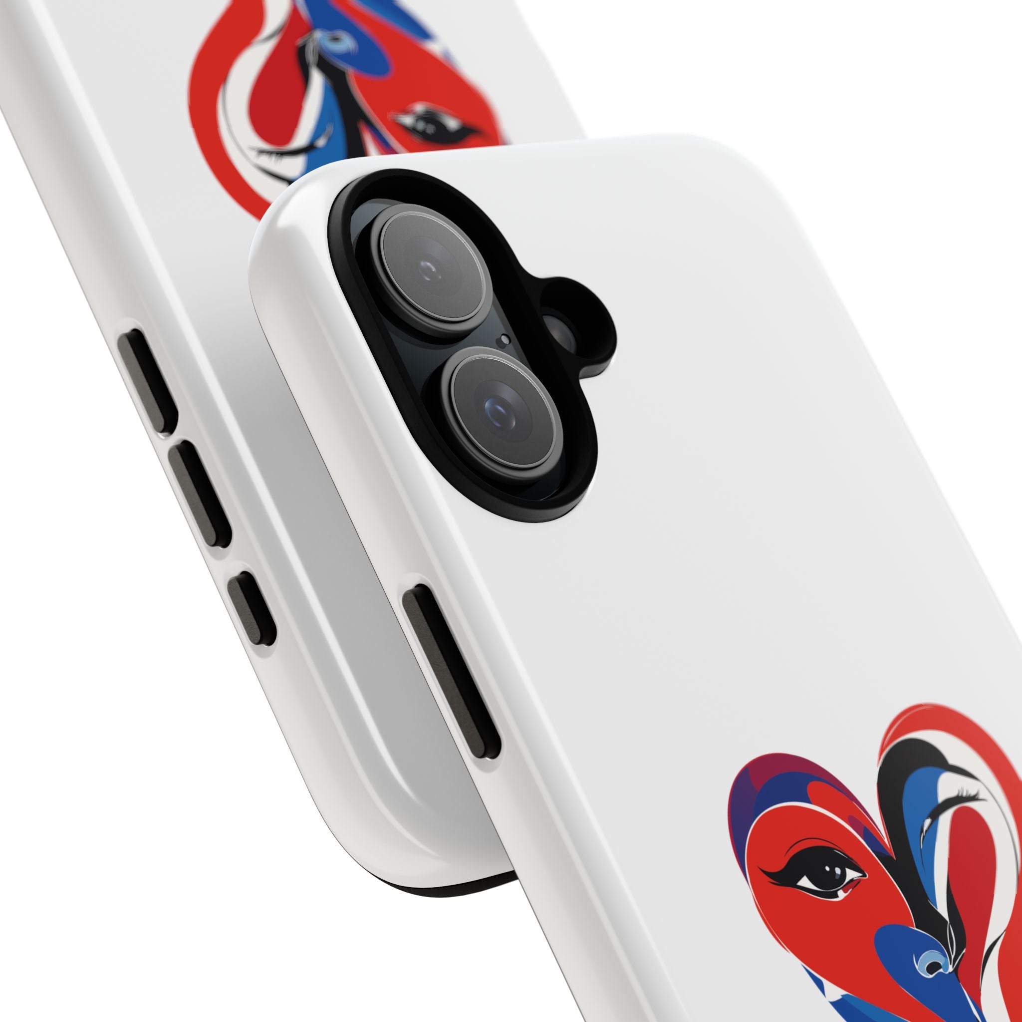 Heart Face Phone Case Red & Blue Abstract Love Design