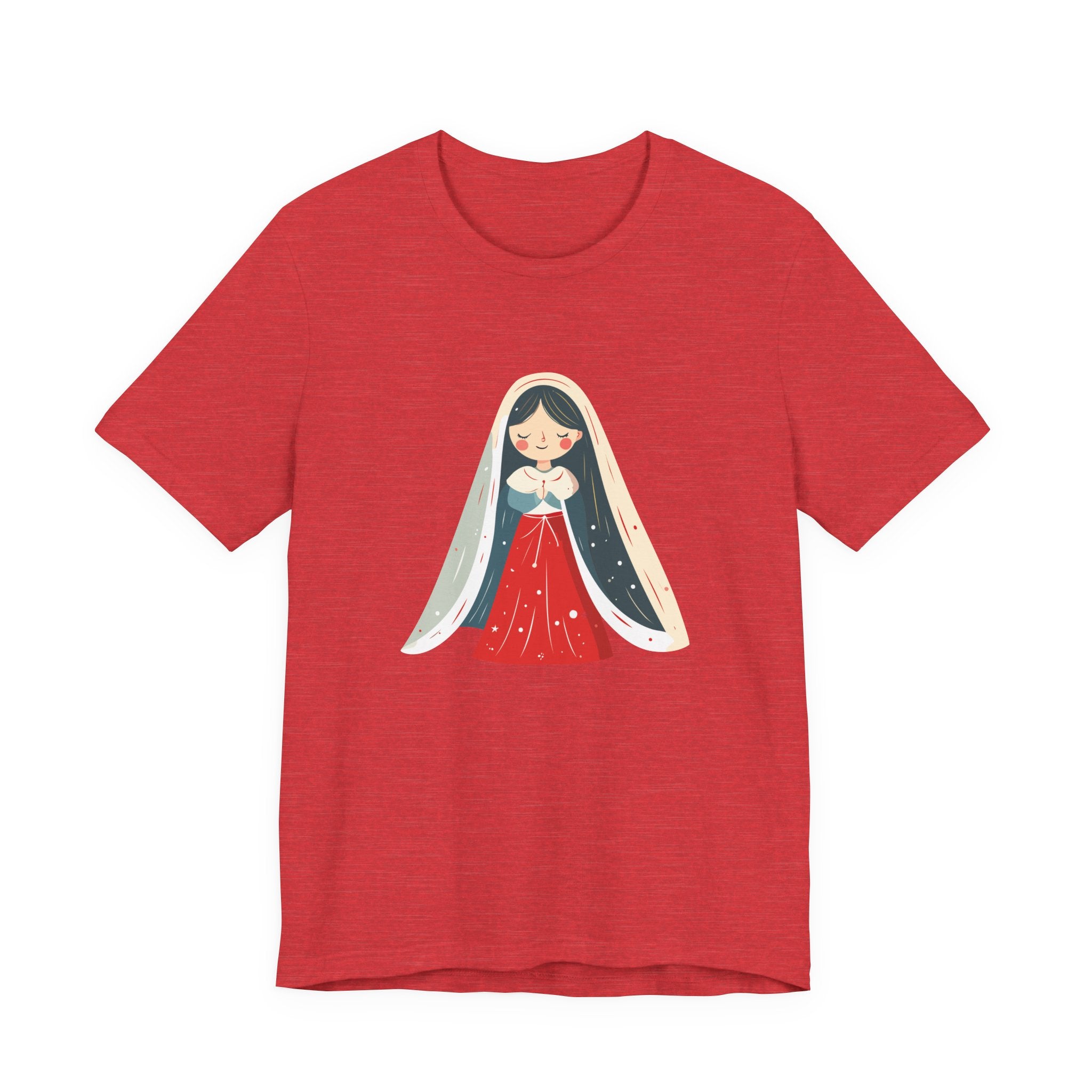 Virgin Mary Illustration Tee — Cute Nativity T-Shirt