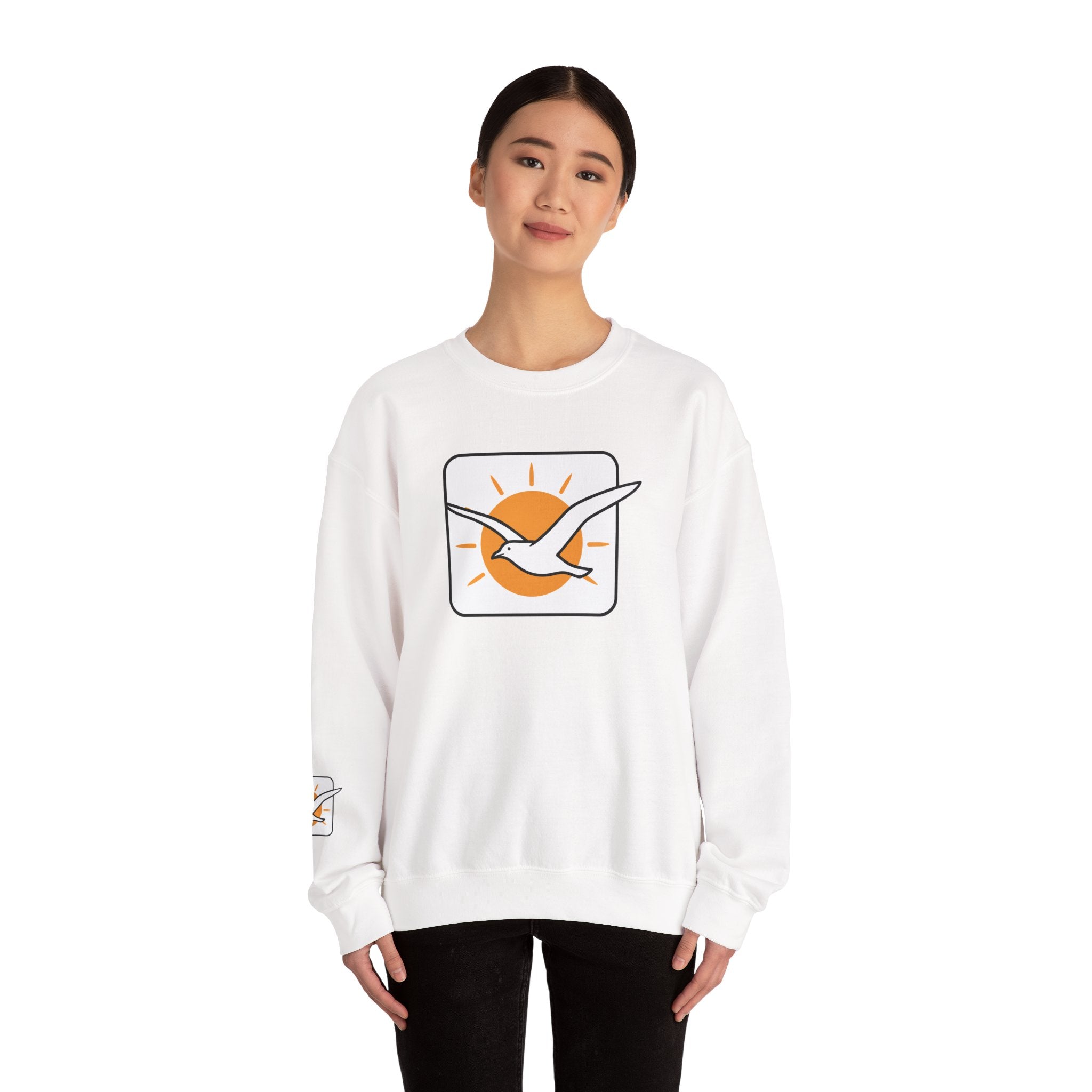 The Daybreak Sun &amp Graphic Seagull Sunrise Crewneck Sweatshirt
