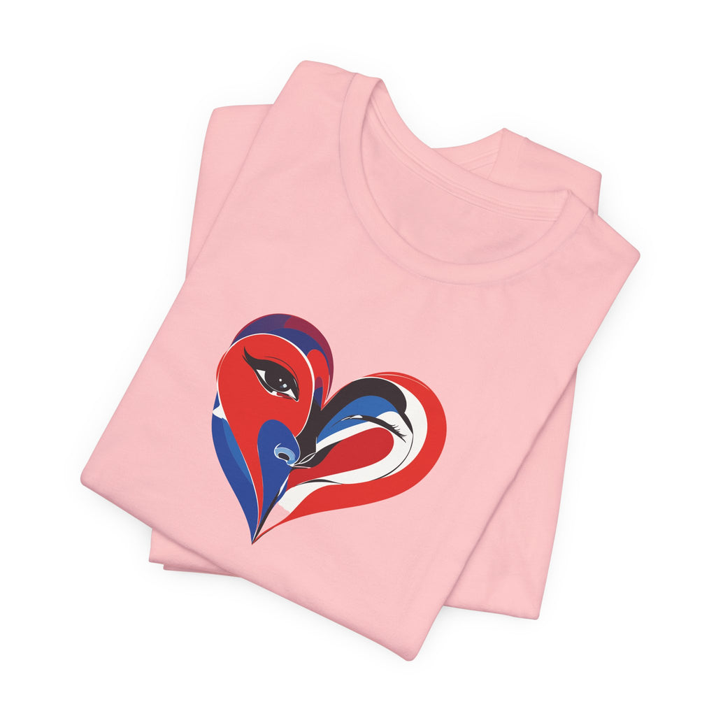 Heart Portrait Tee Romantic Face Heart Graphic T‑Shirt