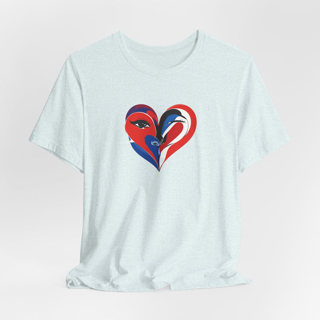 Heart Portrait Tee Romantic Face Heart Graphic T‑Shirt
