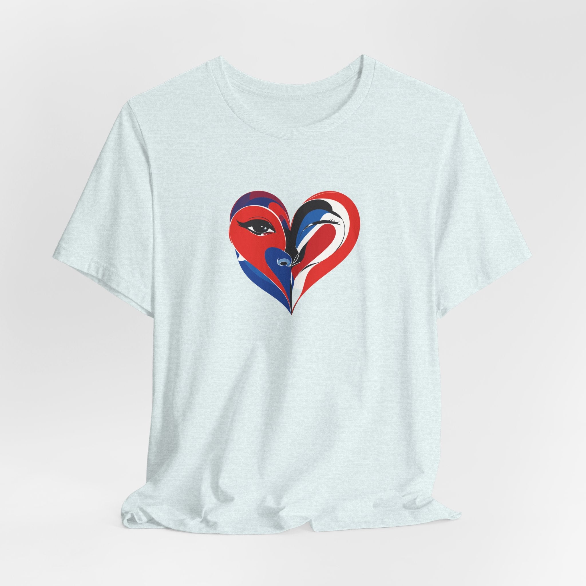 Heart Portrait Tee Romantic Face Heart Graphic T‑Shirt