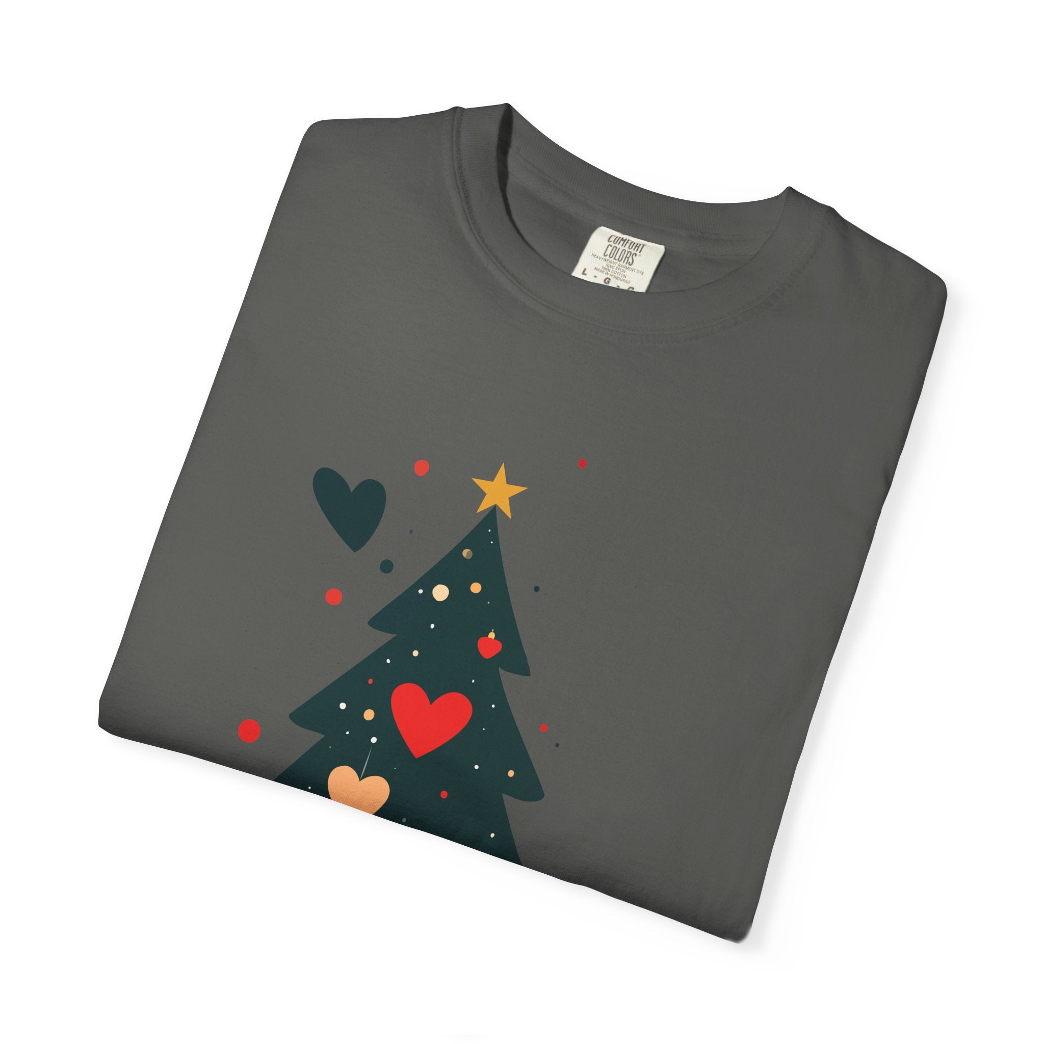 Christmas Tree Hearts T-Shirt — Cute Holiday Tree with Hearts Graphic