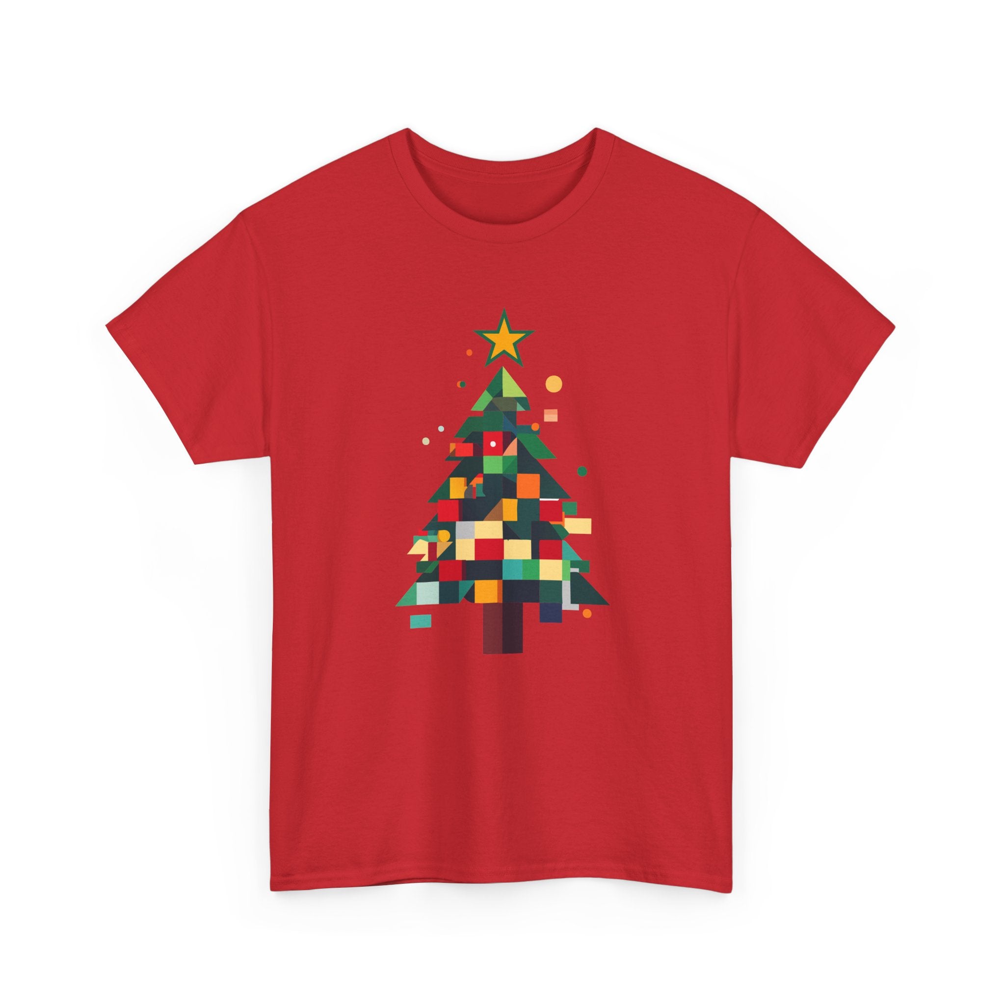 Christmas Tree Graphic Tee Modern Pixelated Holiday T-Shirt