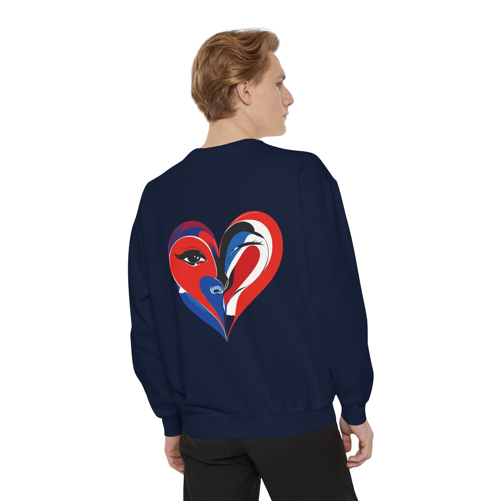 Heart Portrait Sweatshirt Artistic Dual-Face Love Graphic