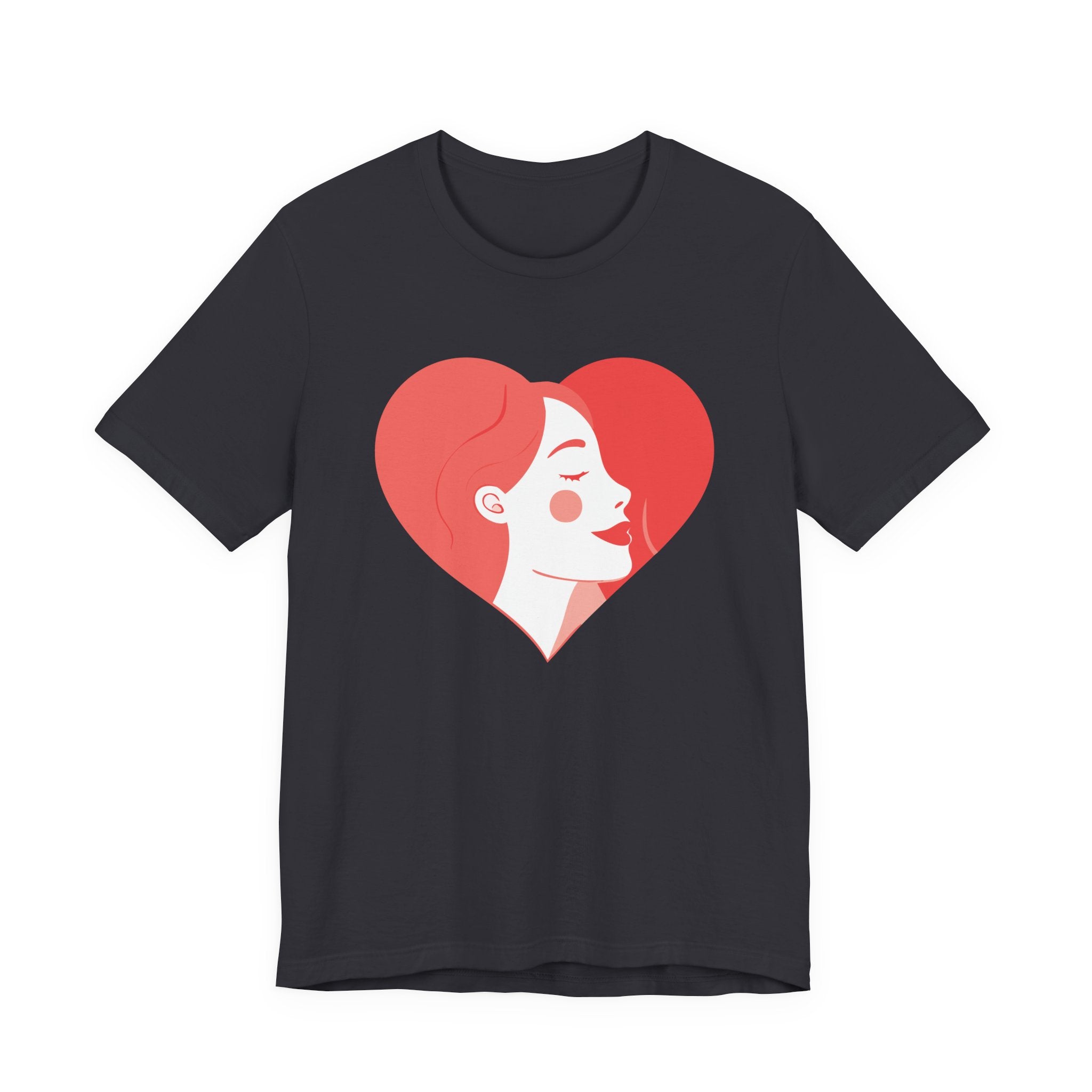 Heart Profile Tee - Minimal Romantic Woman Illustration T-Shirt