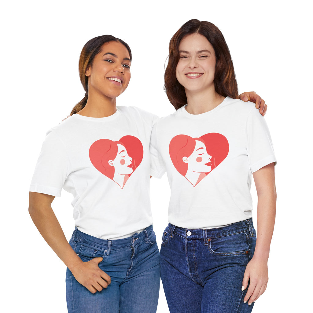 Heart Profile Tee - Minimal Romantic Woman Illustration T-Shirt