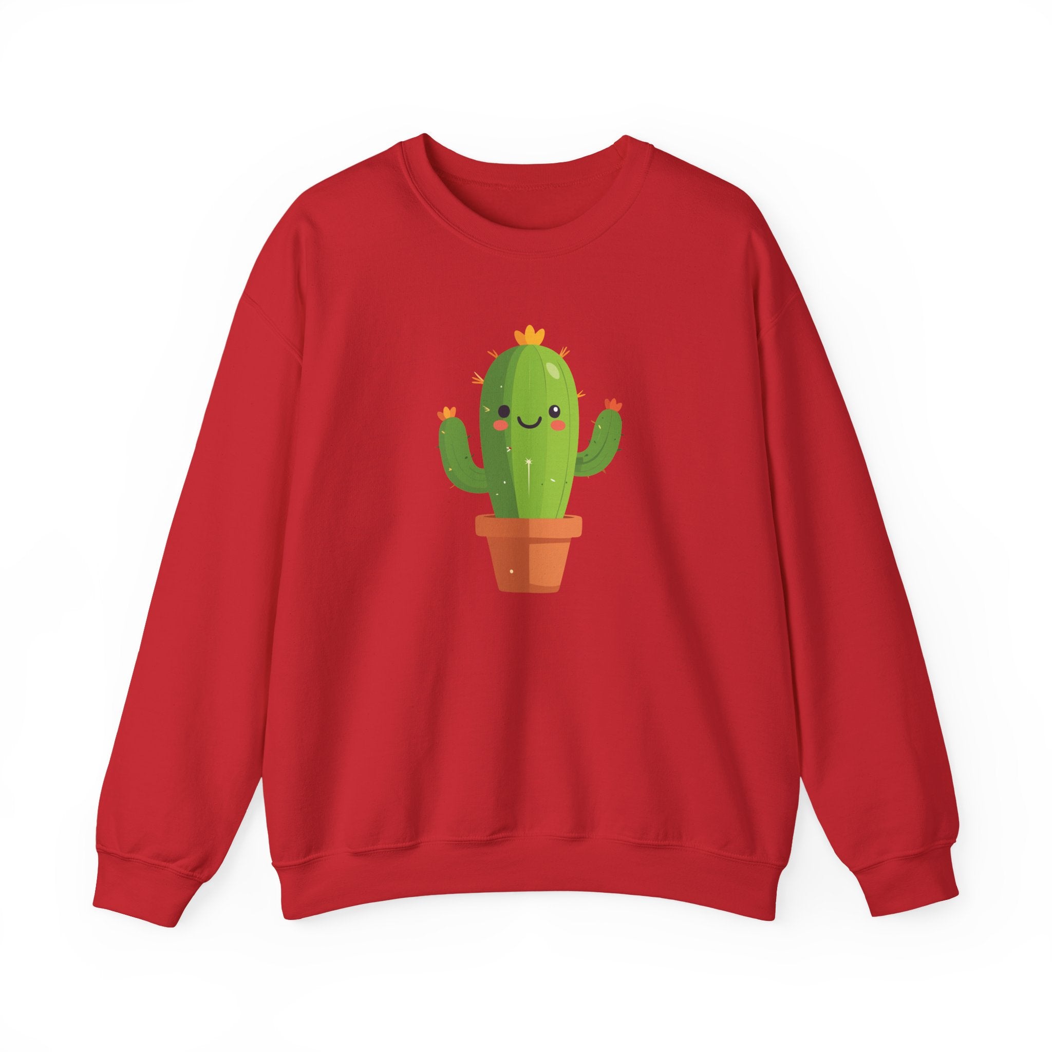 Cute Kawaii Cactus Crewneck Sweatshirt Smiling Potted Cactus Graphic