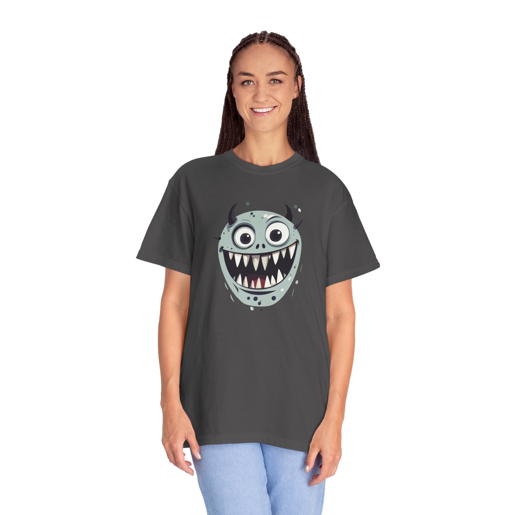 Monster Face T-Shirt Funny Creepy Grinning Monster Graphic Tee
