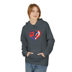 Patriotic Heart Face Hoodie Red White Blue Love Graphic