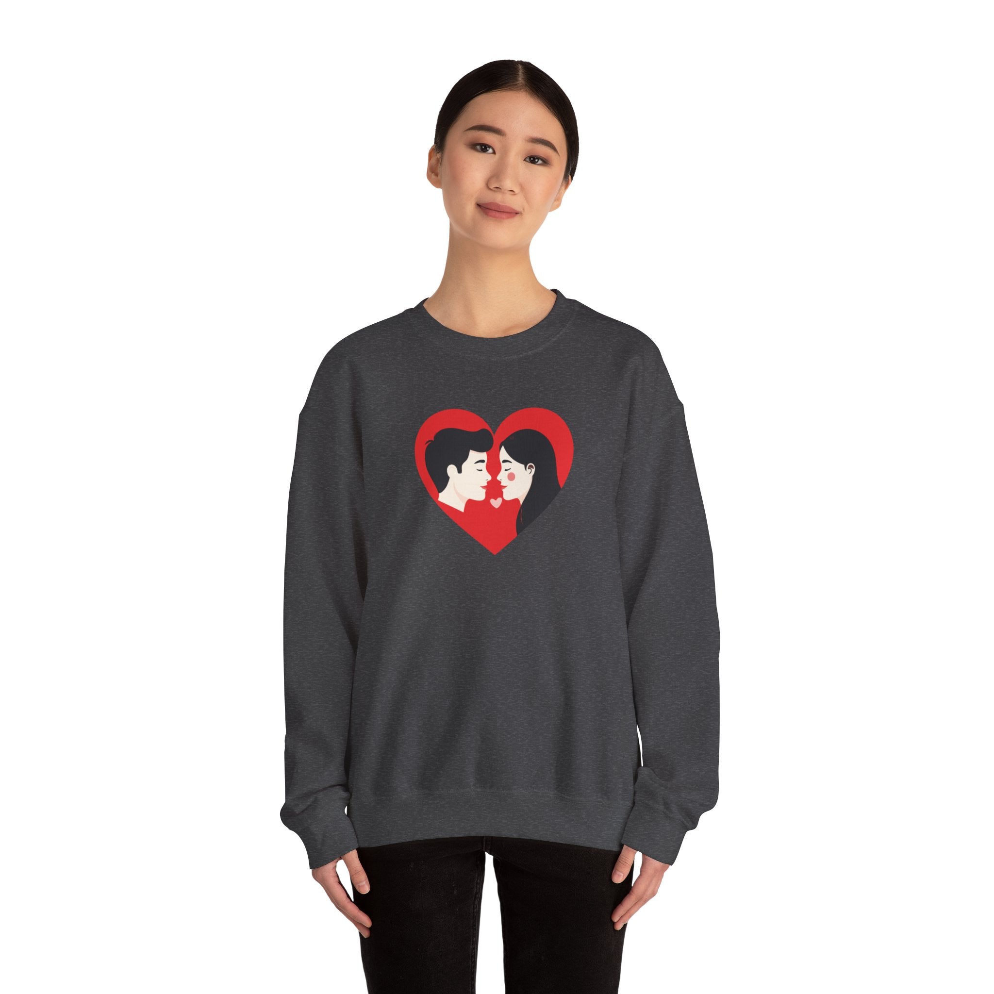 Valentine Couple Heart Crewneck Sweatshirt