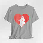 Heart Profile Tee - Minimal Romantic Woman Illustration T-Shirt
