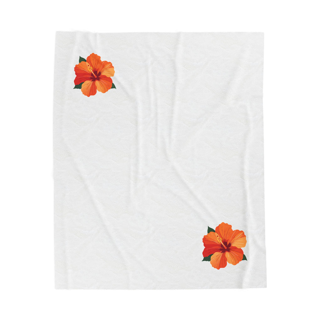 Plush Blanket — Tropical Hibiscus Corner Floral Throw