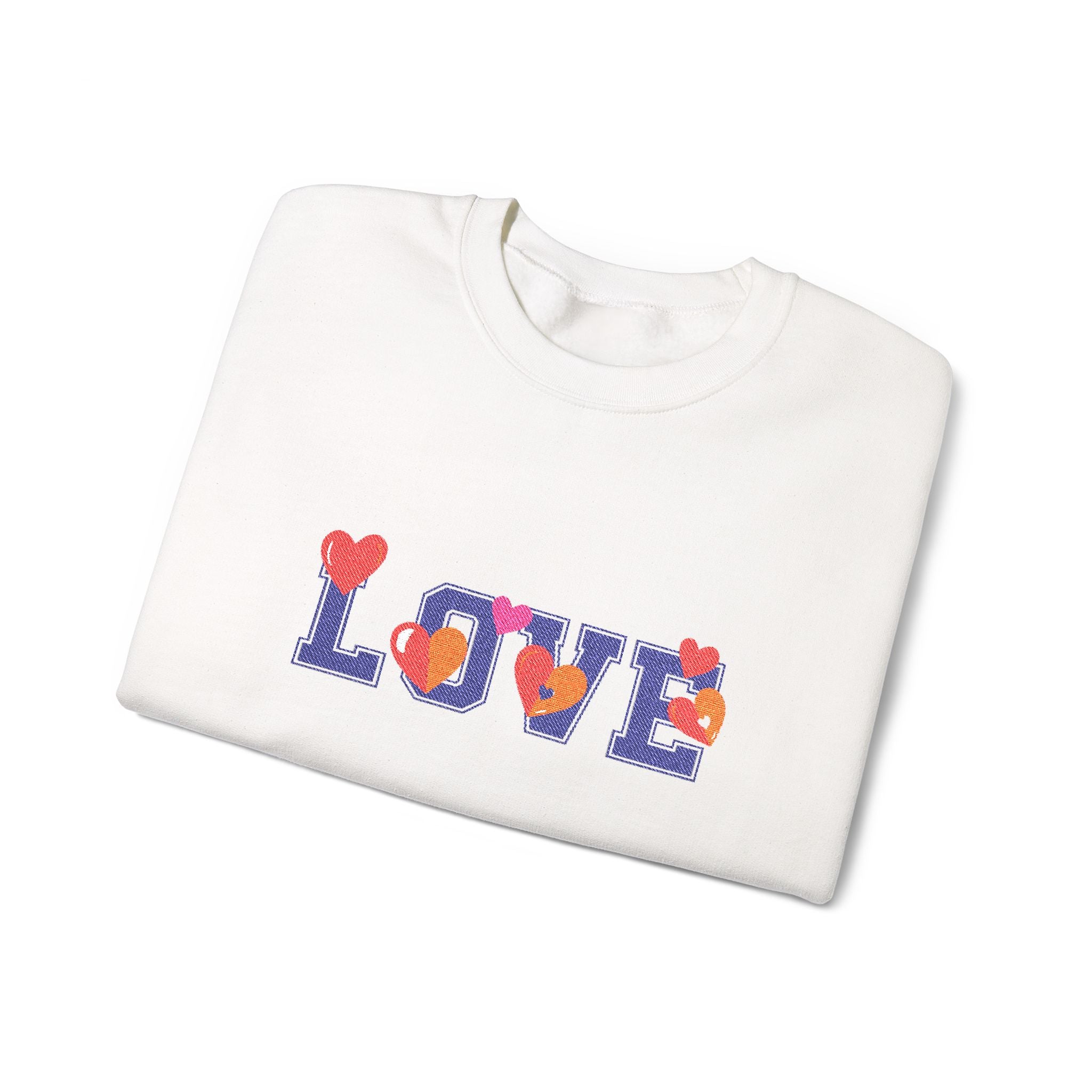 LOVE Floral Crewneck Sweatshirt Heart Pattern Cozy Pullover