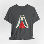 Virgin Mary Illustration Tee — Cute Nativity T-Shirt
