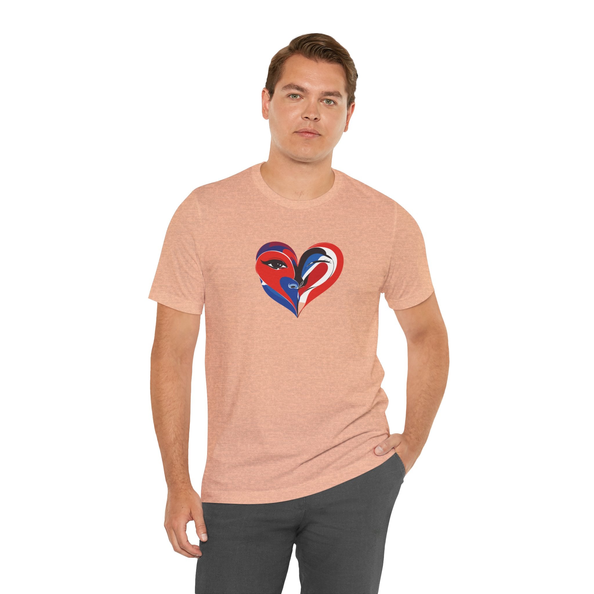 Heart Portrait Tee Romantic Face Heart Graphic T‑Shirt