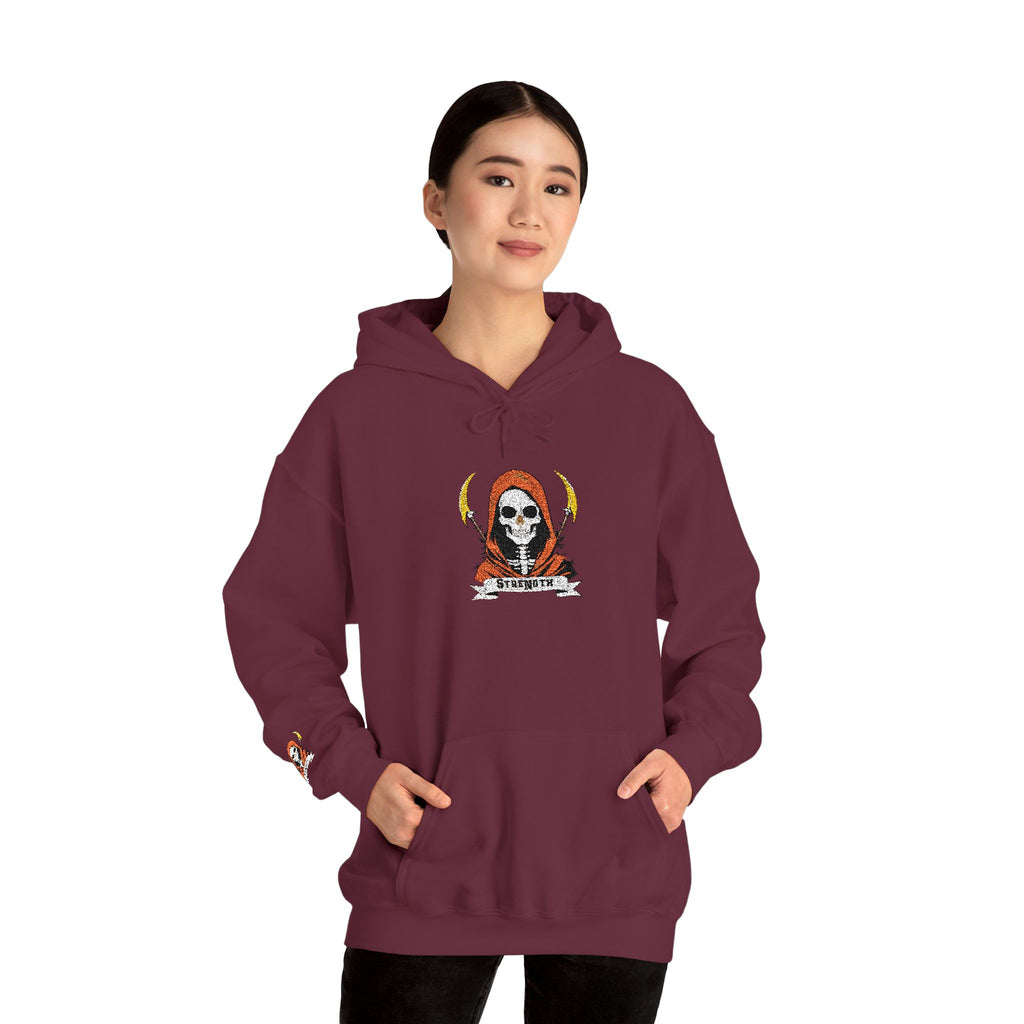 Embroidered Skull Reaper Hoodie Gothic Grim Reaper Graphic Sweatshirt