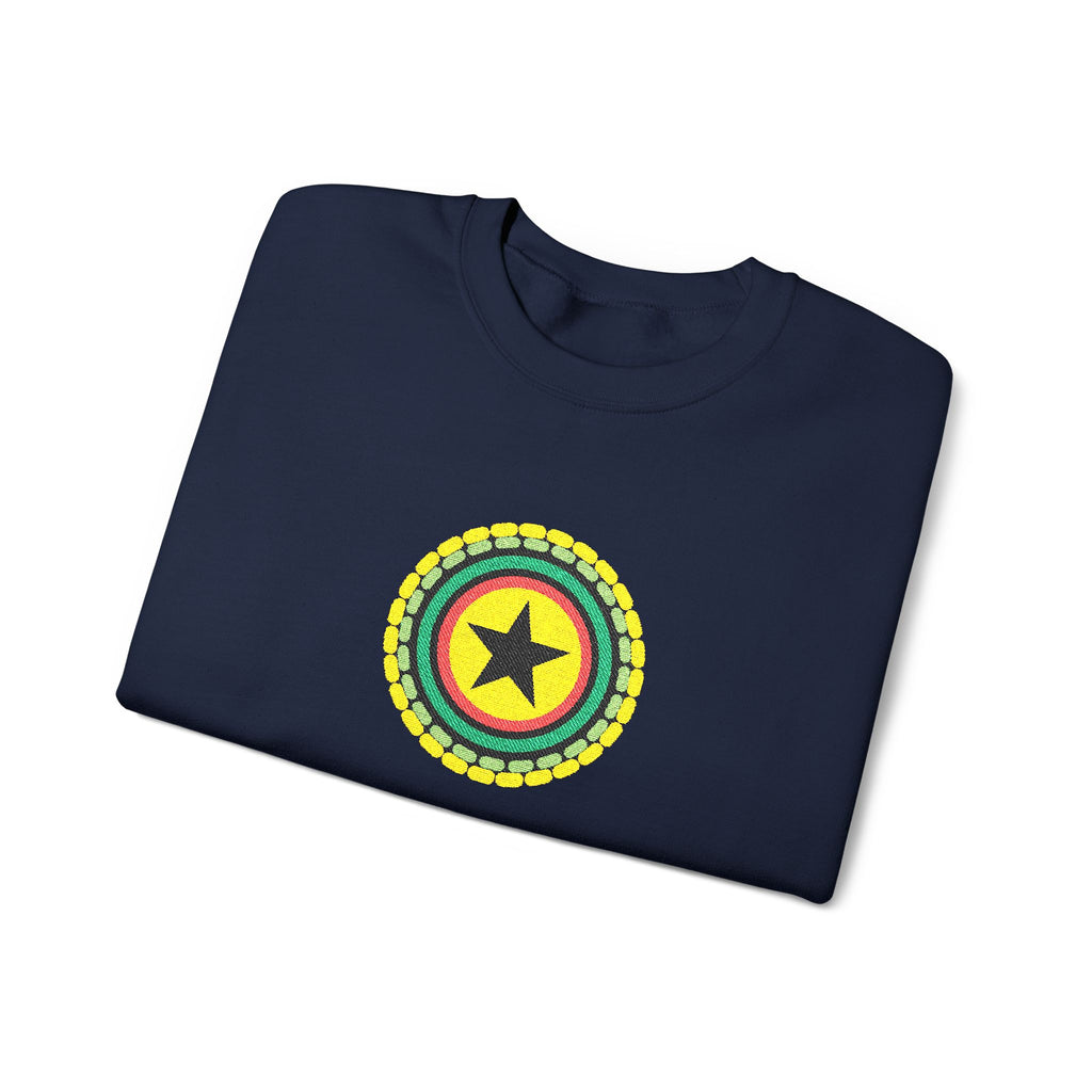Sunburst Star Embroidered Rasta Star Mandala Crewneck Sweatshirt
