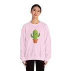 Cute Kawaii Cactus Crewneck Sweatshirt Smiling Potted Cactus Graphic