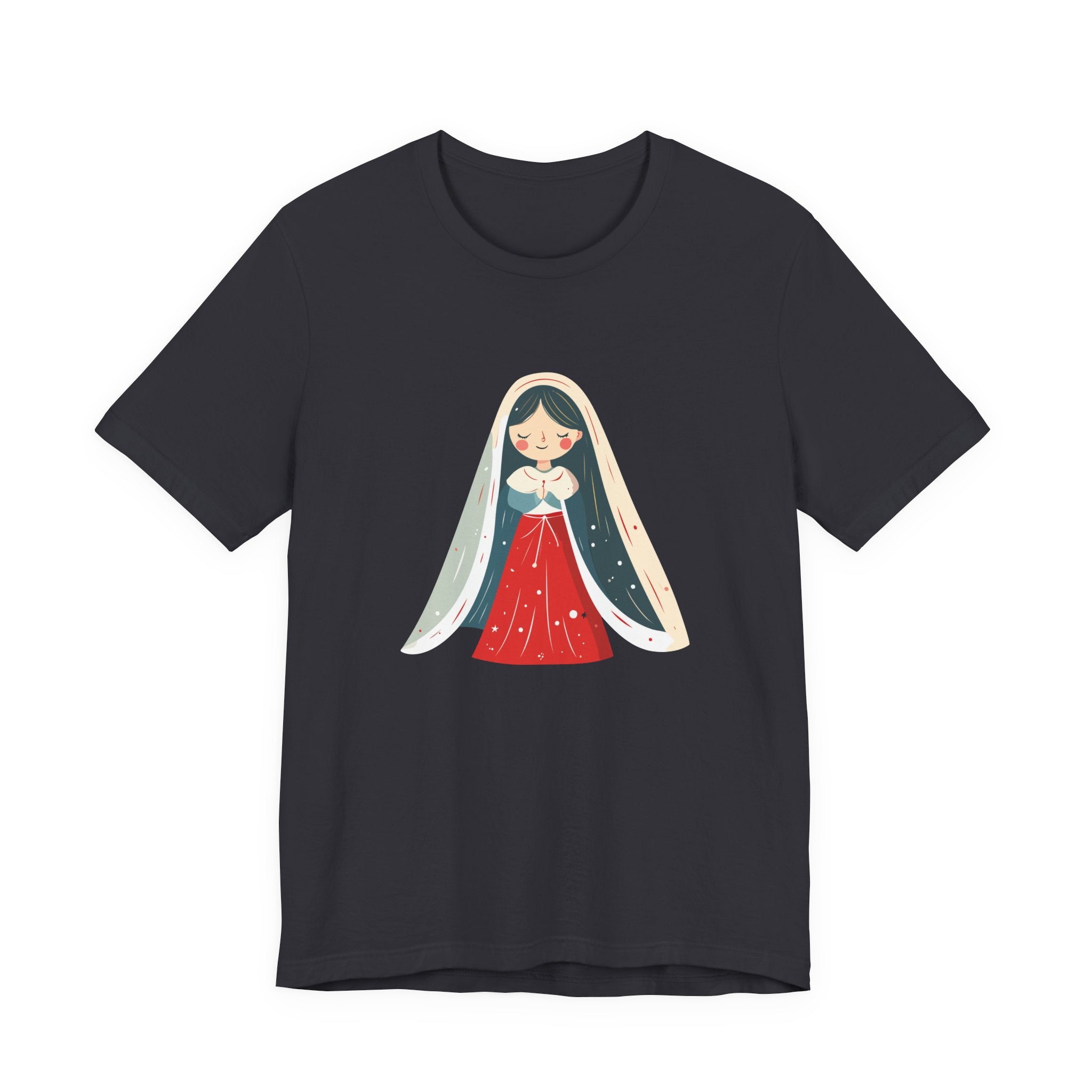 Virgin Mary Illustration Tee — Cute Nativity T-Shirt
