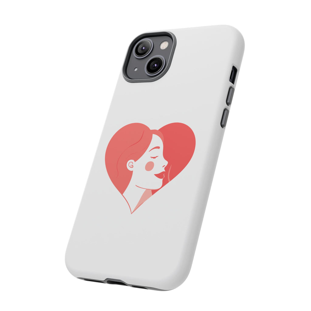 Phone Case — Minimal Heart Portrait Protective Tough Case (Pink Girly Love Design)