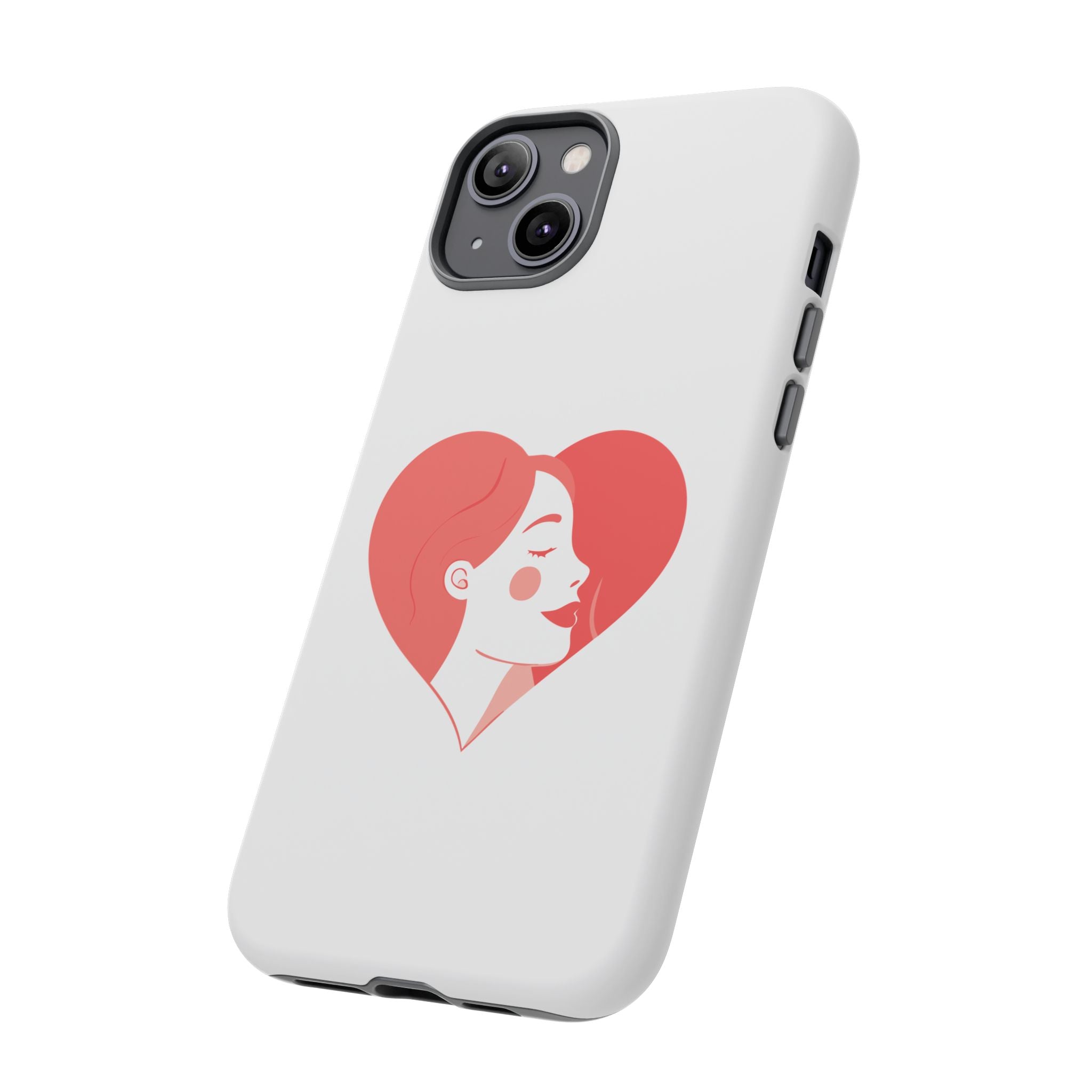 Phone Case — Minimal Heart Portrait Protective Tough Case (Pink Girly Love Design)